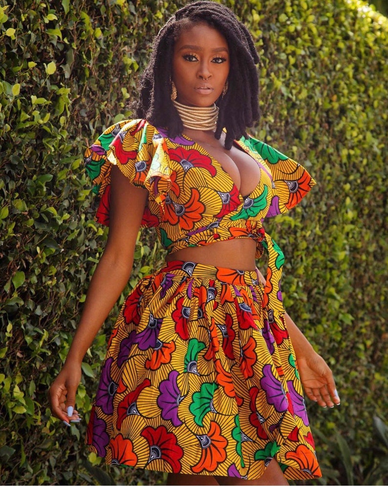 ankara wrap skirt and blouse