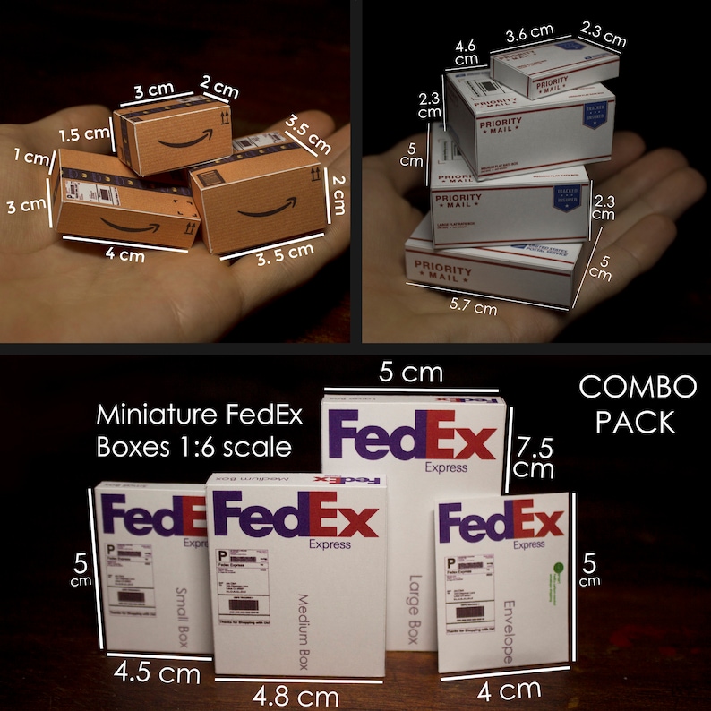 Mini Amazon USPS & FedEx Boxes Template Works on Cricut Etsy