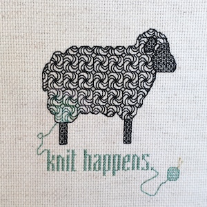 Knit Happens - blackwork cross stitch pattern sheep