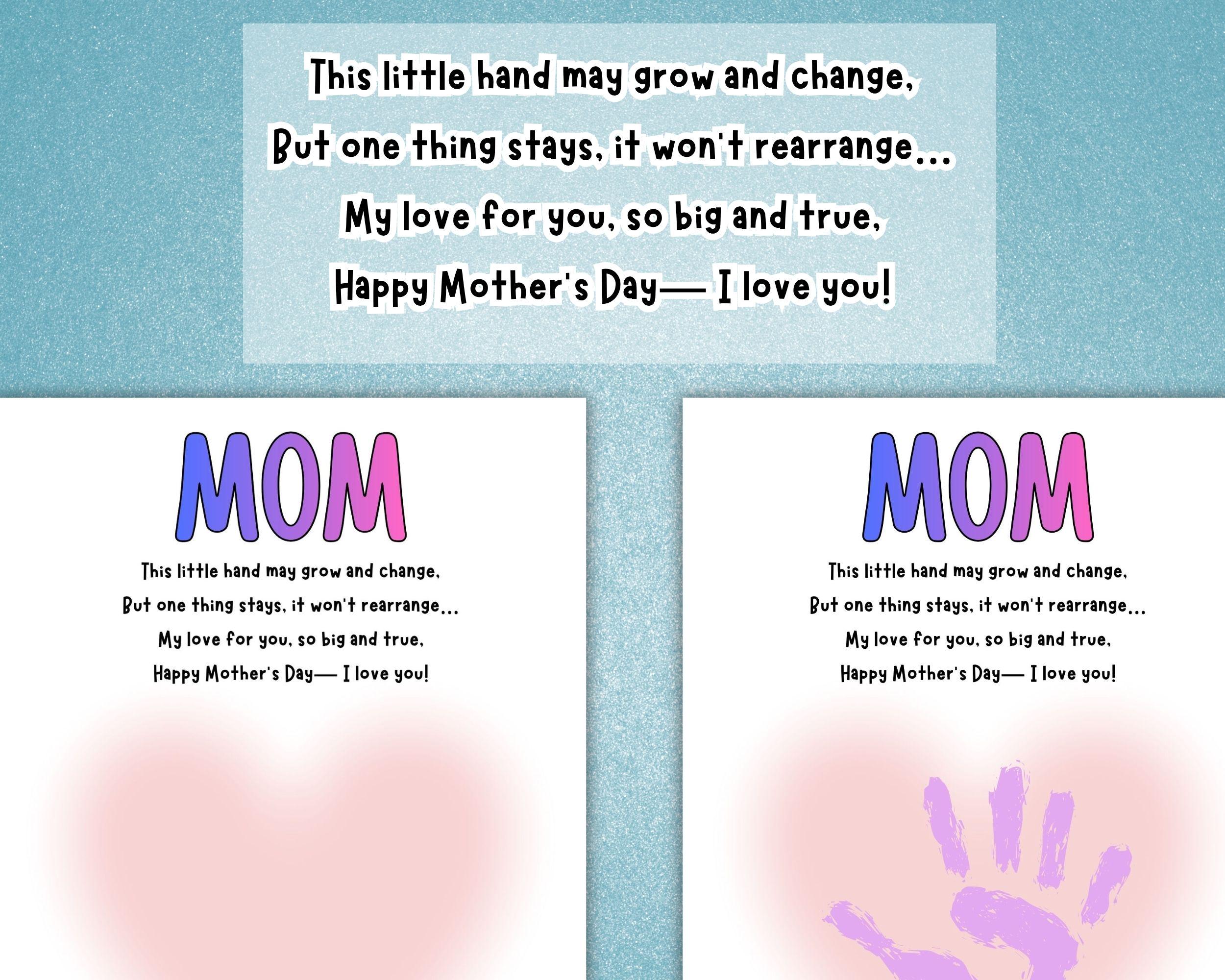 Mother's Day Handprint Poem Craft, Kids DIY Keepsake Art (digital ...
