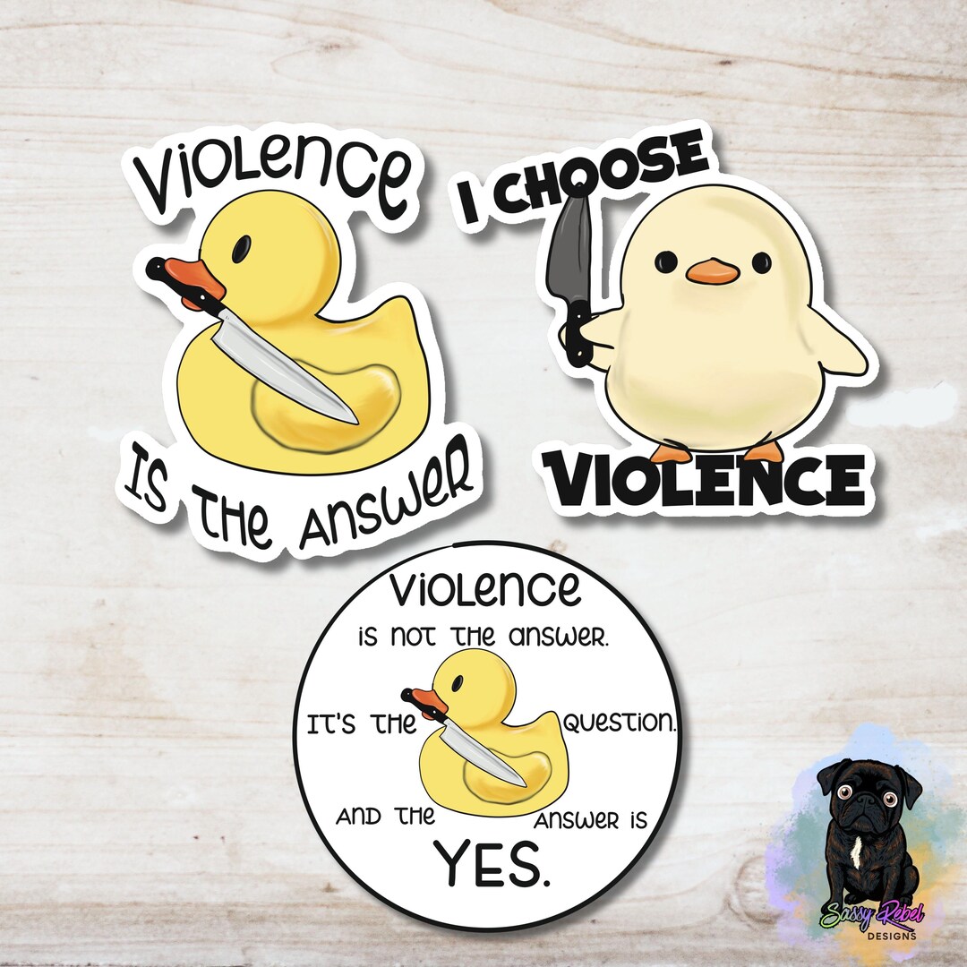 Evil Duck Sticker Funny Duck Sticker Bundle, Violence Duck Stickers, Chaotic Duck Meme ...