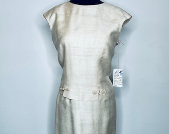 Royal Lynne Cream 2 Piece Silk Dress