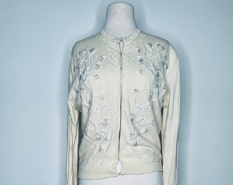 Jo Ro Imports White Beaded Cardigan