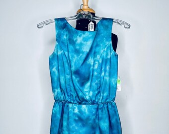 1950s Blue-Green Watercolor Dress