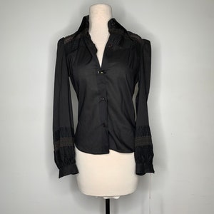 70s Valentino Victorian Style Long Sleeve Shirt