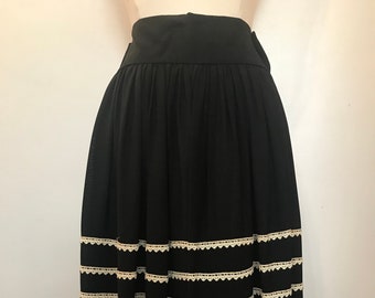 1950s black skirt with white lace