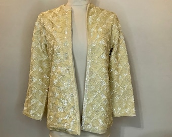 Vintage buttercream sequin jacket