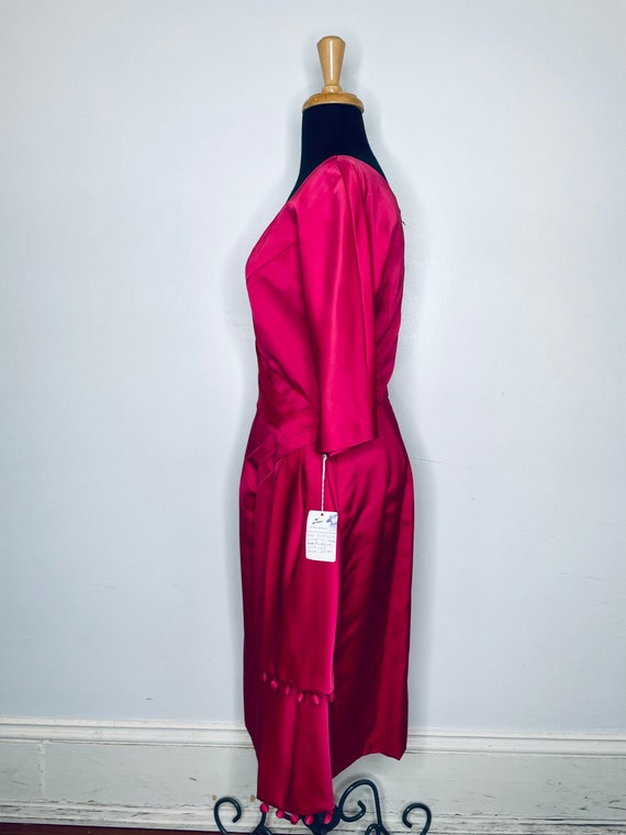 1950s Magenta Taffeta Dress - image 3