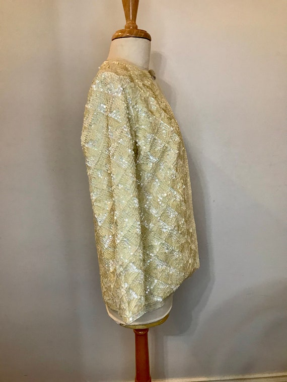 Vintage buttercream sequin jacket - image 4