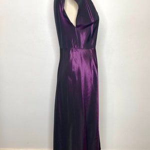 1950s Vintage Metallic Purple Taffeta Fit and Flare Dress with Pink Satin Ribbon, Full Skirt image 5