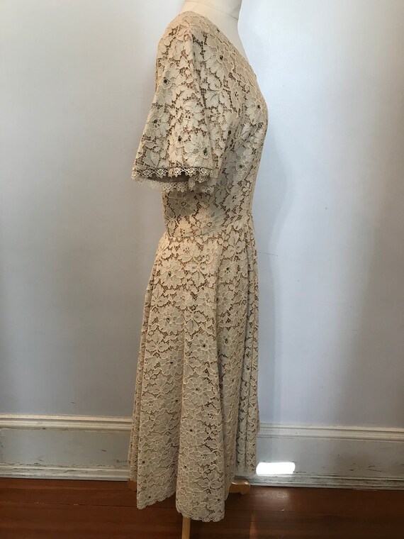 1940-50s cream lace dress - image 4