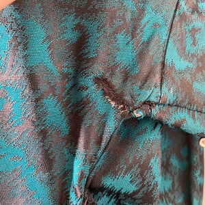 1950s Black and Turquoise Brocade Dress image 7