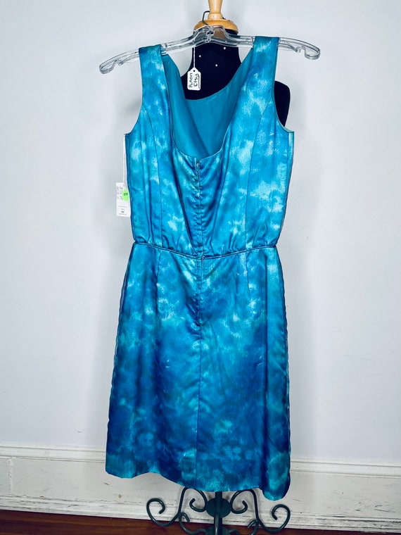 1950s Blue-Green Watercolor Dress - image 2