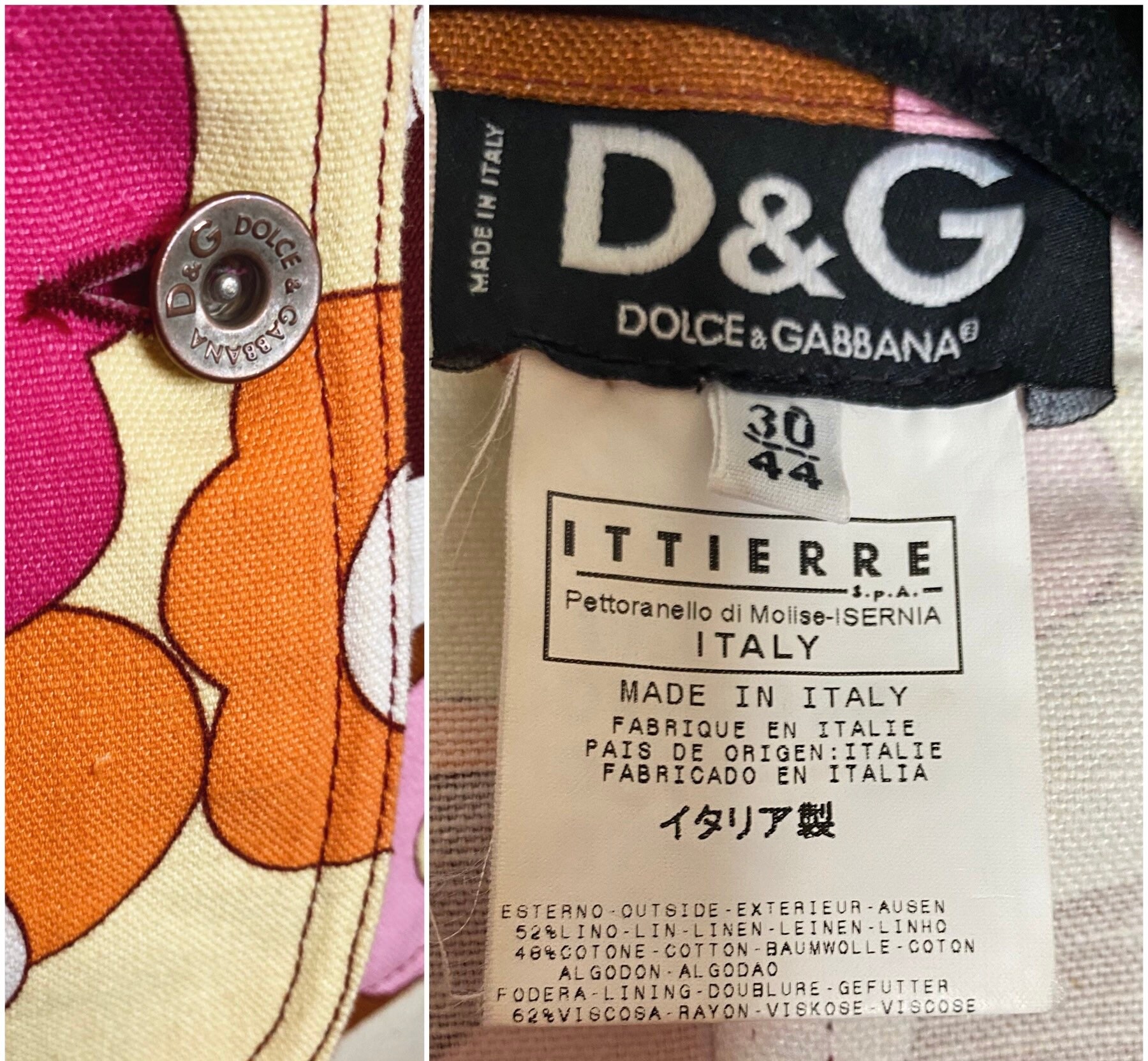 1990s Vintage D&G Dolce and Gabbana Pink , Yellow, Orange