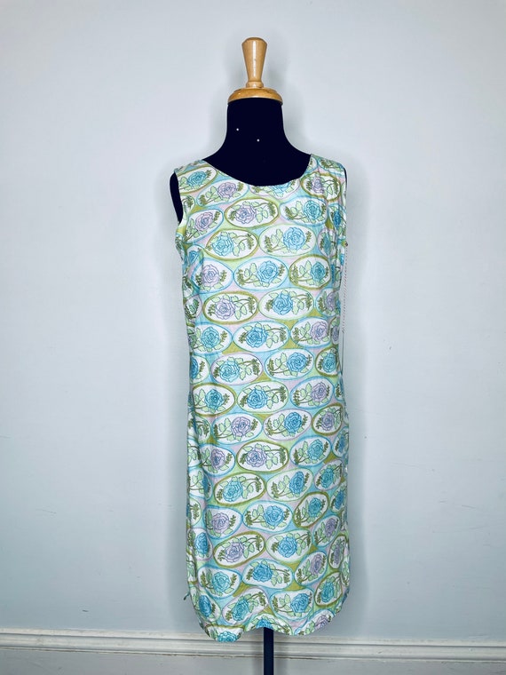 1960s Pastel Floral Cotton Tunic Dress - image 1