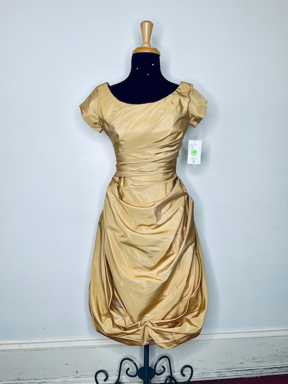 Kay Selig 1950s Gold Taffeta Dress