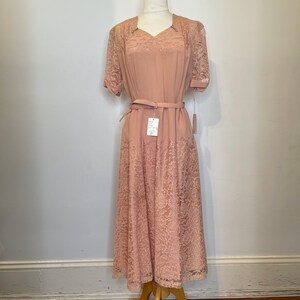 1940s Form Fit pink lace dress