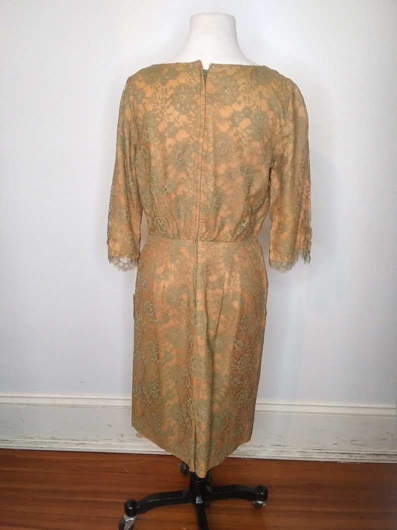 1950s Yellow Green Lace Dress image 4