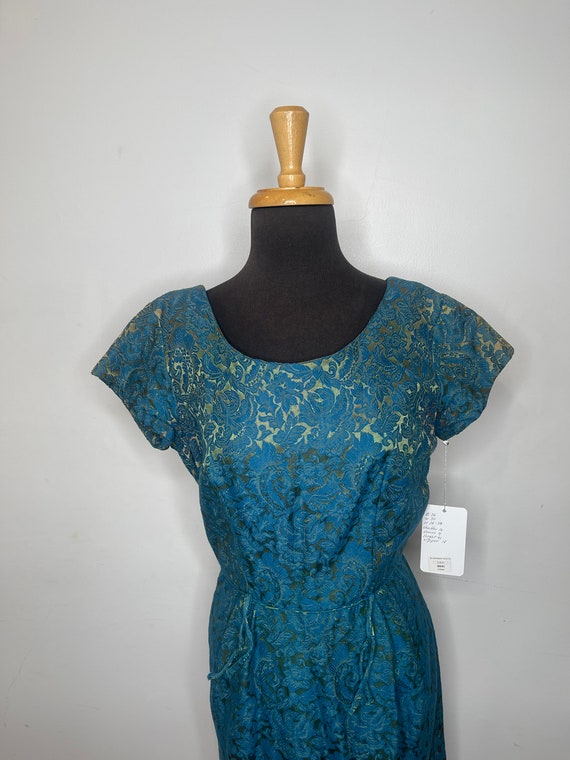 1950s Blue Taffeta Dress - image 5