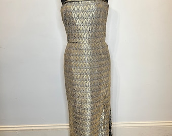 1990s Oleg Cassini Gold Beaded and Paillette Sequin Dress - Etsy