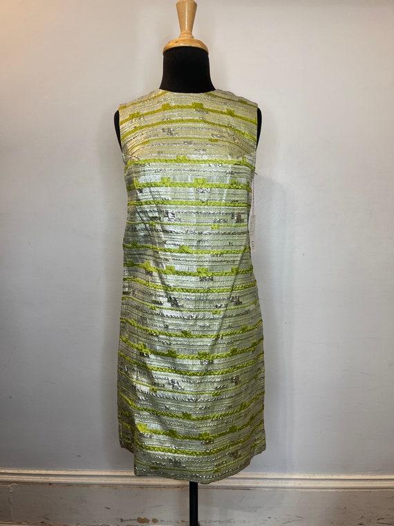 1960s JR Theme New York green silver thread sheath dr… - Gem