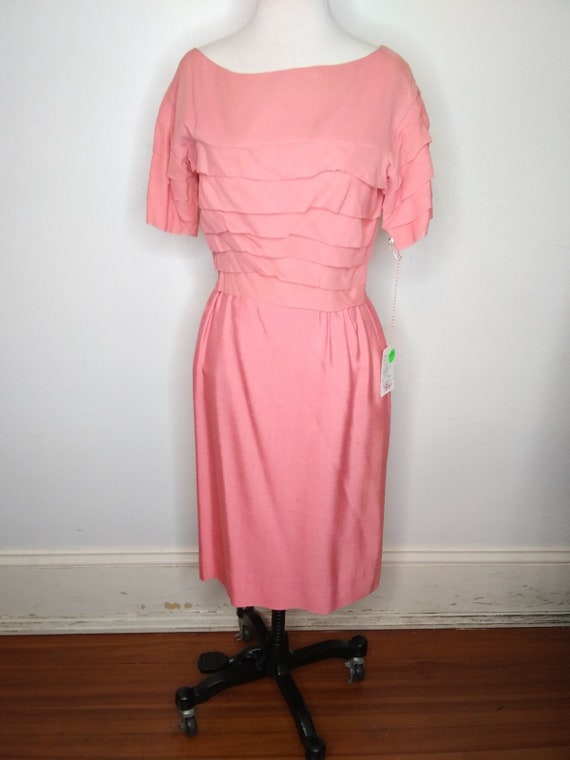 1950s-1960s Miss Elliette Pink Dress Cropped Jack… - image 1