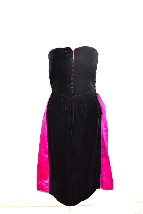 Vintage Valentino Boutique Black Velvet Dress With Pink Satin Skirt - Etsy