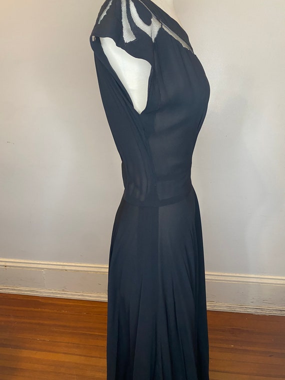 Black Vintage Crepe Dress - image 3