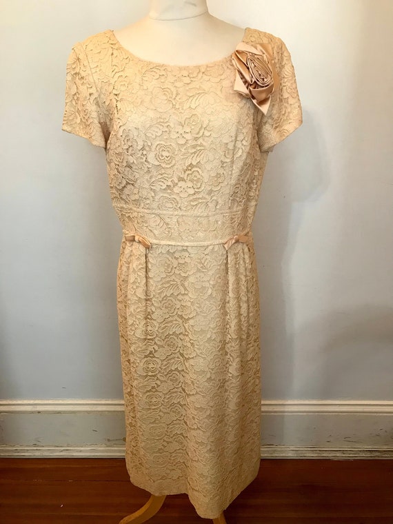 Cream 1950s lace dress - image 1