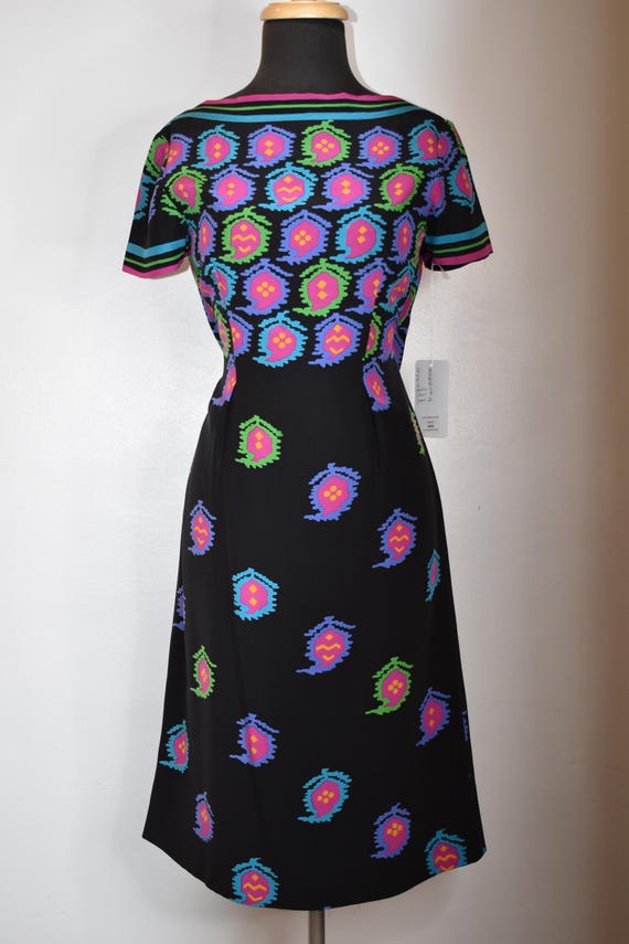 Black Abstract Patterned 1960s Pauline Tregere Si… - image 10