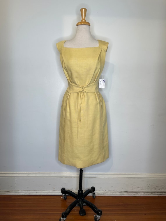 Vintage 1980s Mary Lane London Yellow Dress with … - image 4
