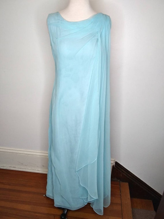 1950s Light Blue Scarf Stitched Gown - image 1