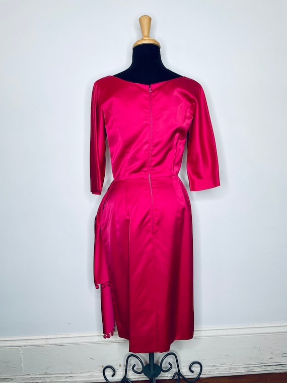 1950s Magenta Taffeta Dress - image 4