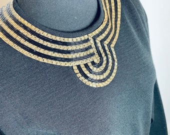 Harvé Bernard Black Wool Dress