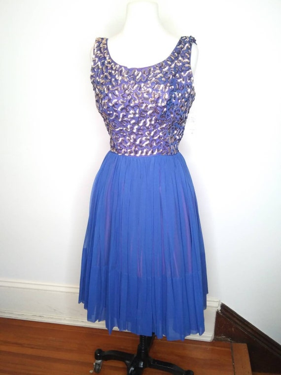 1950s Purple Sequin Dress