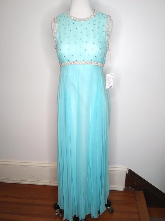 1950s Blue Sparkly Rhinestone Dress