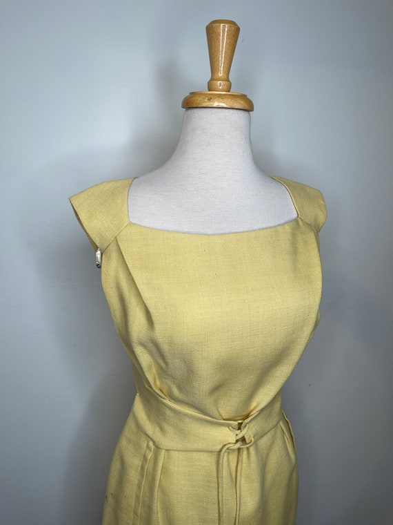 Vintage 1980s Mary Lane London Yellow Dress with … - image 7