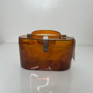1950’s Oval Caramel Lucite Box Purse