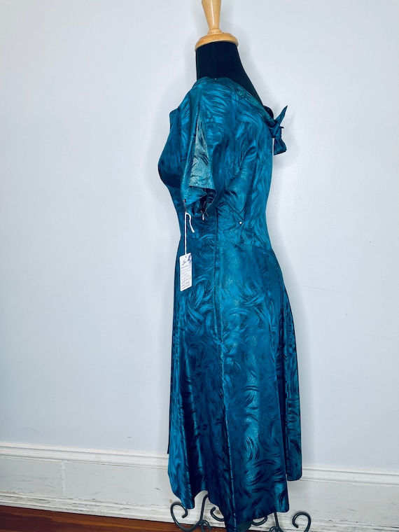 1950 Turquoise Jacquard Silk Dress - Gem