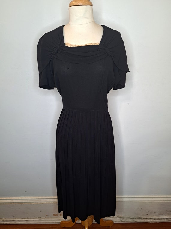 1940s Black Crepe Dress