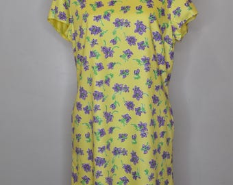 Vintage White Label Lilly Pulitzer Yellow Floral Dress with Scallop Neckline