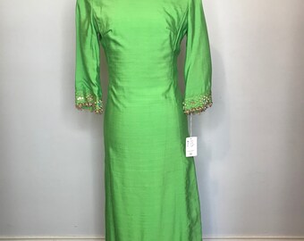 Vintage Green Raw Silk Dress