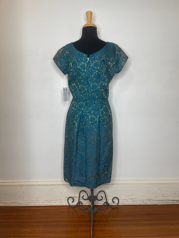 1950s Blue Taffeta Dress - image 3