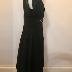 1950s black chiffon cocktail dress