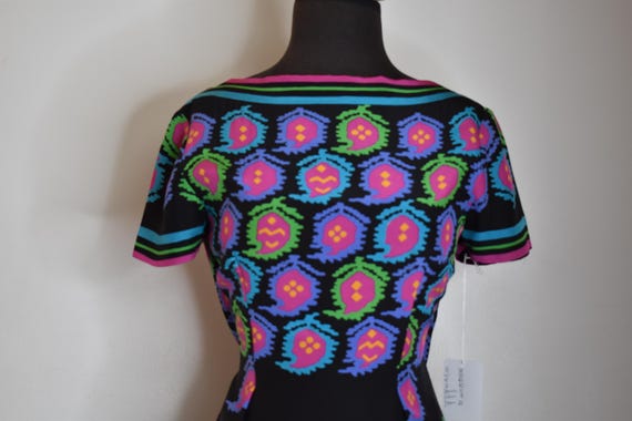 Black Abstract Patterned 1960s Pauline Tregere Si… - image 4