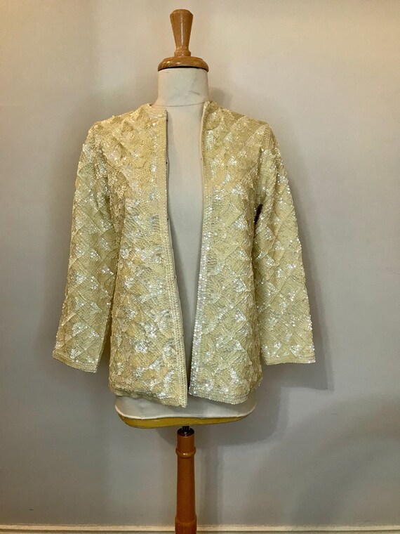 Vintage buttercream sequin jacket Gem