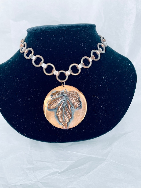 1950s Handmade Copper Medallion Necklace