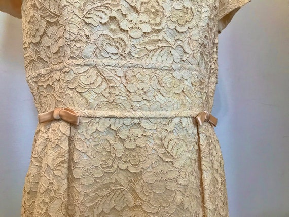 Cream 1950s lace dress - image 6