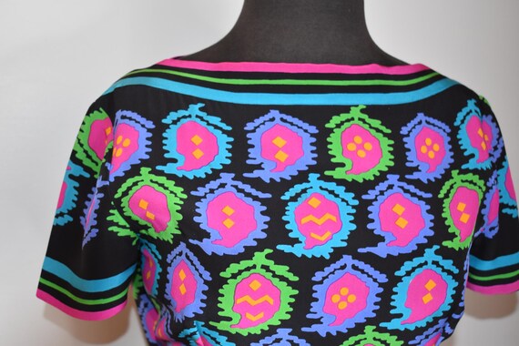 Black Abstract Patterned 1960s Pauline Tregere Si… - image 2