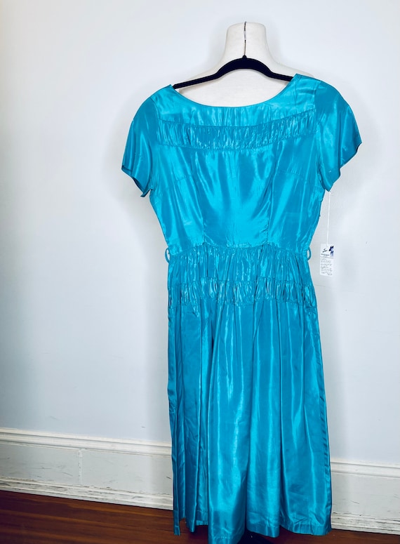 1950 Carol Rodgers Turquoise Taffeta Dress